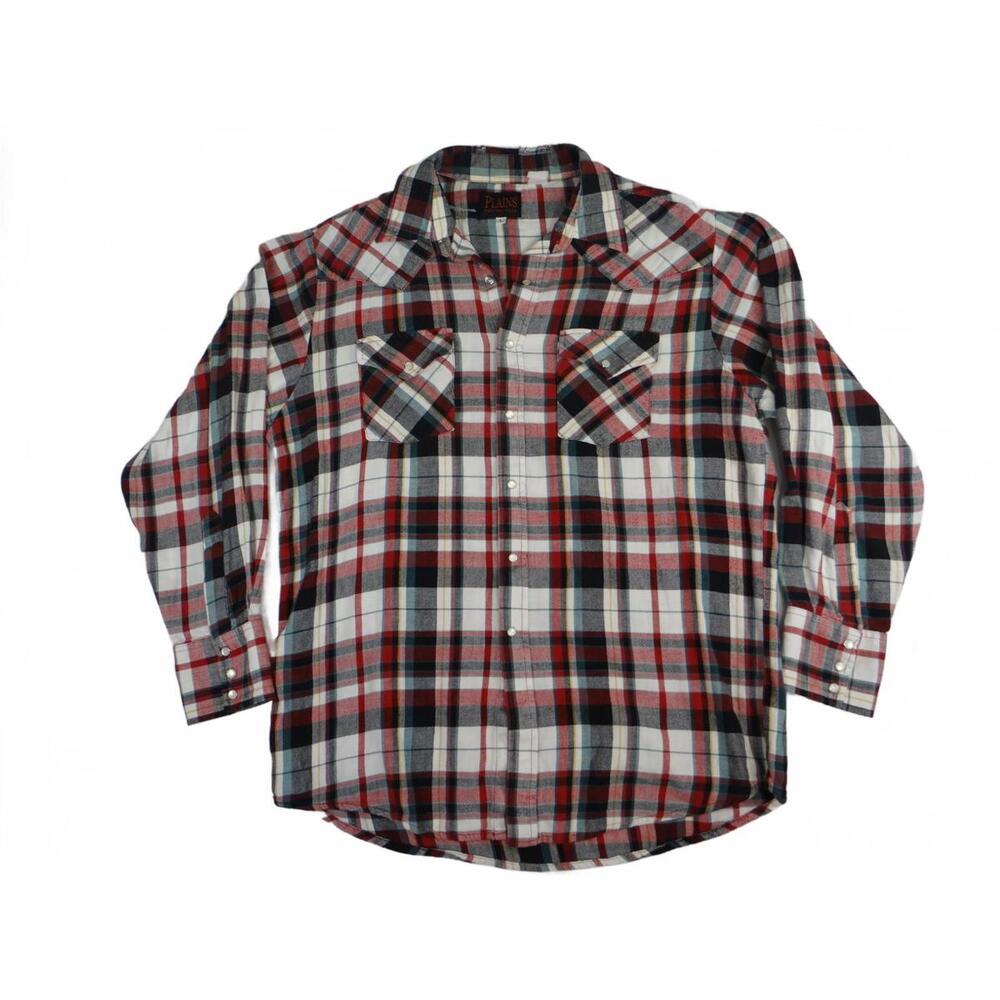 Plains Western Wear Plaid Button-Up Shirt Size Large - Picture 1 of 9